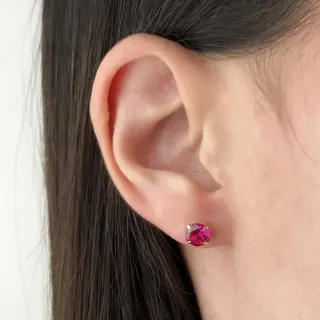 Conjunto colar e brinco de ouro 18k ponto de luz vermelho