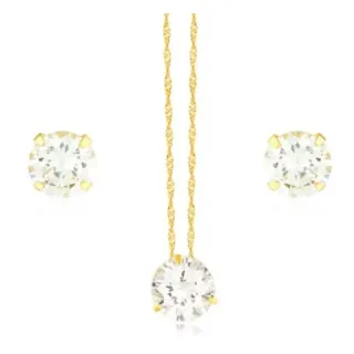 Conjunto em Ouro 18k ponto de luz
