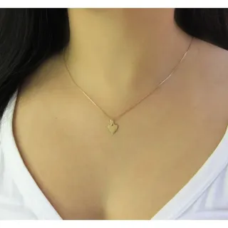 Corrente De Ouro 18k 45cm + Pingente coração fosco