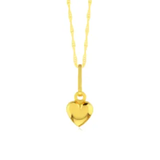 Corrente De Ouro 18k 45cm + Pingente coração mini gordinho