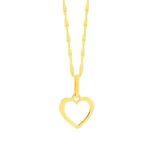 Corrente De Ouro 18k 45cm + Pingente coração vazado