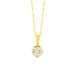 Corrente De Ouro 18k 45cm + Pingente coração zircônia 