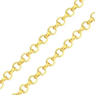 Corrente de ouro 18k elo portugues oca 45cm foto detalhada elos da corrente 