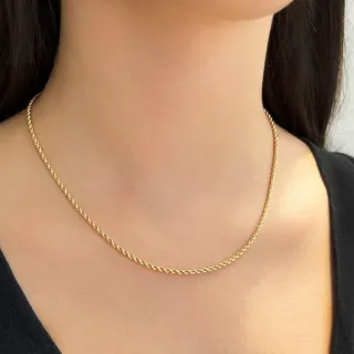 Corrente de ouro 18k feminina corda tipo cordao baiano 40cm