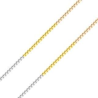 Corrente de ouro 18k feminina veneziana 45cm em três tons de ouro foto malha detalhada da corrente 