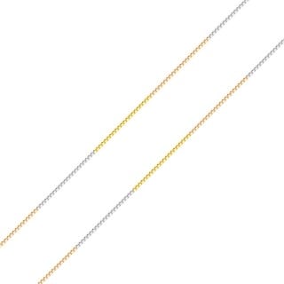Corrente de ouro 18k feminina veneziana 45cm em três tons de ouro foto malha detalhada da corrente 