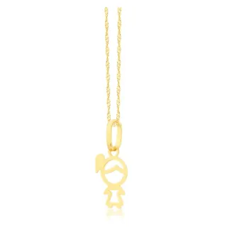 Corrente De Ouro 18k + Pingente De Ouro 18k Filha Menina Vazada