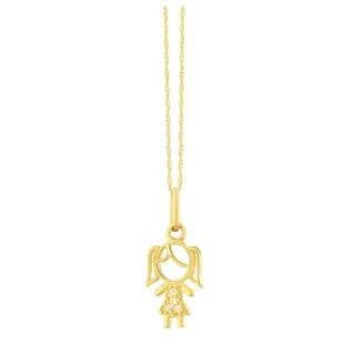  Corrente De Ouro 18k + Pingente De Ouro 18k Menina/Filha Com Zircônias