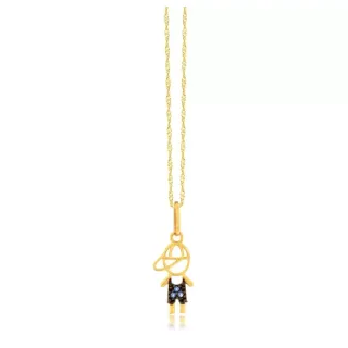Corrente De Ouro 18k + Pingente De Ouro 18k Menino Com Pedra