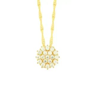 Corrente de ouro 18k singapura 45cm + ponto de luz cravejado