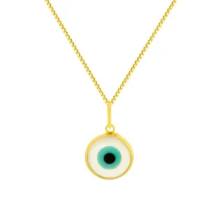 Corrente de ouro 18k veneziana 45cm com olho grego