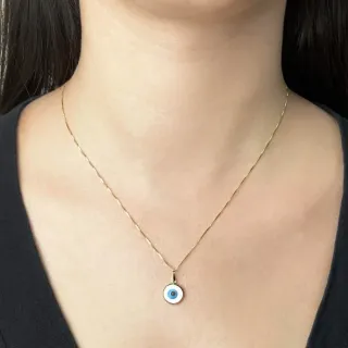 Corrente de ouro 18k veneziana 45cm com olho grego