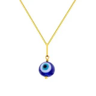 Corrente de ouro 18k veneziana 45cm com olho grego 3D