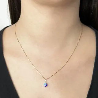Corrente de ouro 18k veneziana 45cm com olho grego 3D