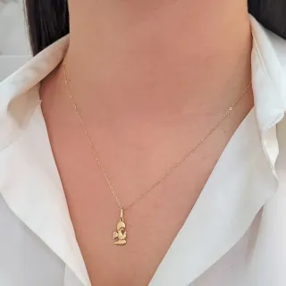 Corrente feminina de ouro 18k e Pingente de ouro 18k anjinho
