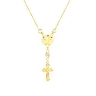 Corrente de ouro 18k São Bento e Cruz feminina