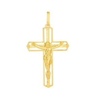 Pingente crucifixo de ouro 18k Jesus grande