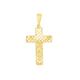 Pingente cruz de ouro 18k malha portuguesa M