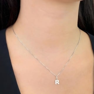 Pingente letra de ouro branco 18k R