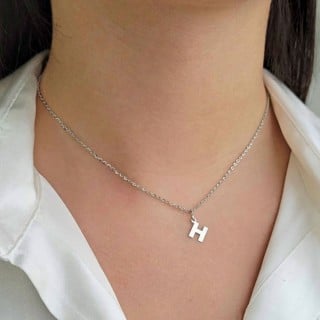 Pingente letra H de ouro branco 18k pequena