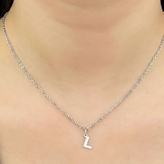 Pingente letra L de ouro branco 18k