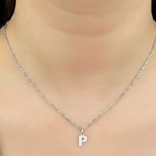 Pingente letra P de ouro branco 18k