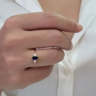 Anel de ouro 18k pedra azul Elite