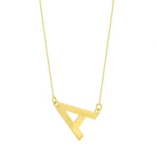 Gargantilha de ouro 18k com letra nome personalizável