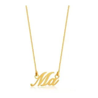 Gargantilha de ouro 18k com nome escrito personalizado 2 letras
