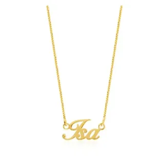 Gargantilha de ouro 18k com nome escrito personalizado 3 letras