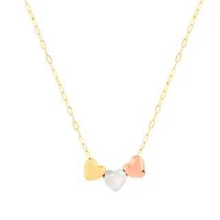 Gargantilha de ouro 18k feminina coração amarelo branco e rosê