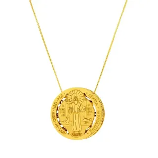 Gargantilha de ouro 18k Medalhão São Bento