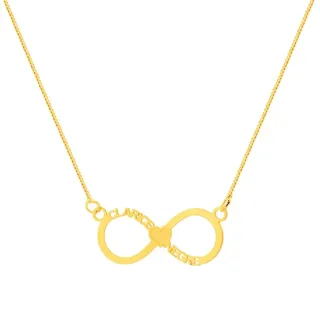Gargantilha de ouro 18k simbolo infinito com nome personalizado