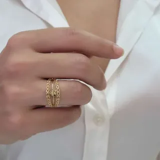 Ane de ouro 18k coração aro triplo