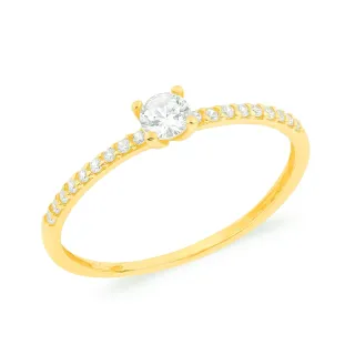 Anel solitário de ouro 18k zircônias