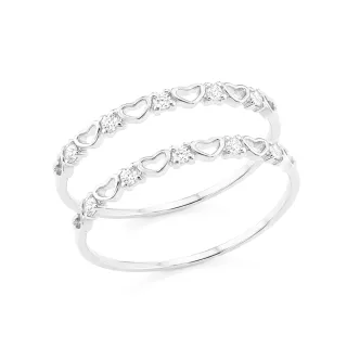 Aparador de ouro branco 18k coração e zircônias
