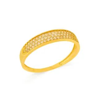 Meia aliança de ouro 18k com zircônias
