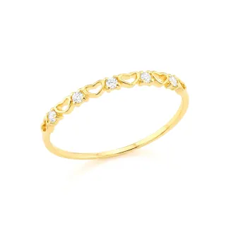 Meia aliança de ouro 18k corações