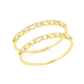  Aparador de aliança de ouro 18k 6 corações