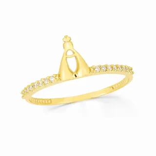 Meia aliança de ouro 18k Nossa Senhora Aparecida