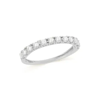 Meia aliança de ouro branco 18k cravejada elegance