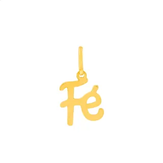 Pingente de ouro 18k fé manuscrito