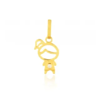  Pingente De Ouro 18k Menina / Filha / Boneco