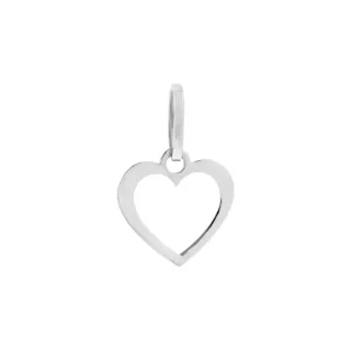 Pingente de ouro branco 18k 1 coração vazado