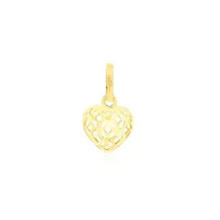 Pingente de ouro 18k coração flores vazadas