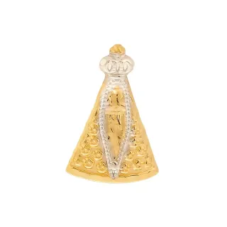 Pingente de ouro 18k nossa senhora aparecida com ródio
