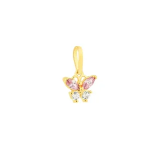 Pingente borboleta infantil ouro 18k rosa e branco