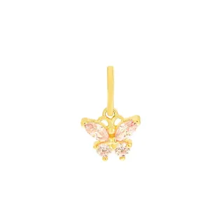 Pingente borboleta de ouro 18k infantil rosa