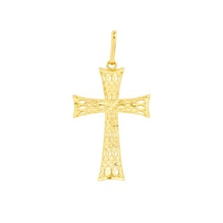 Pingente cruz de ouro 18k rendada