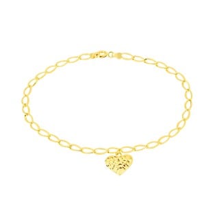 Pulseira de ouro 18k feminina pingente coração Just Love M